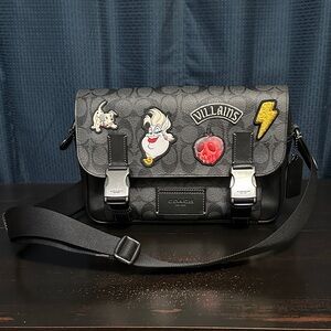 Coach X Disney Track Crossbody In Signature Canvas With Patches